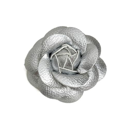 Tragbare Kamellienstillung Blumenform Revers Pin Brosche Für Frauen PU Leder Revers Modische Abzeichen Schmuck Schmuck von Lerpwige