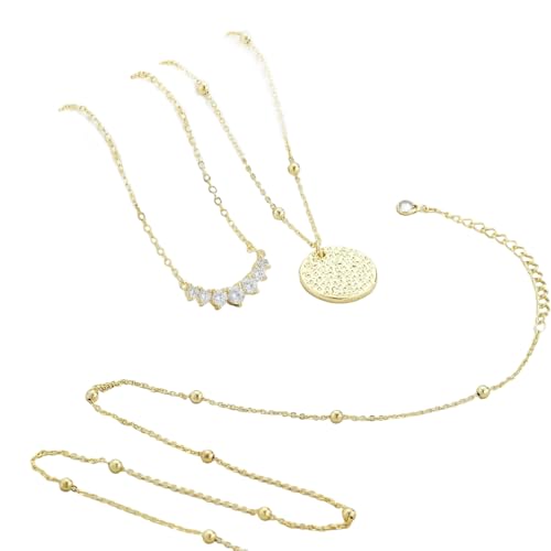 Trendige Halskette für Frauen, mehrschichtiger Anhänger, runde Charm-Halskette, zierlicher Halsschmuck für Damen, für den täglichen Gebrauch, Schicht-Halskette, Einheitsgröße, Wie beschrieben, Wie von Lerpwige
