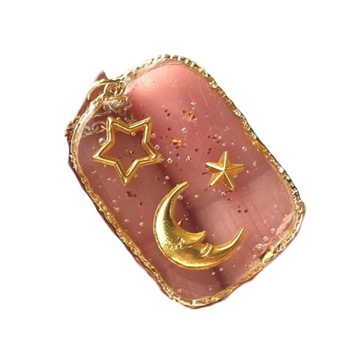 Trendige Halskette mit Glasdruck, transparent, Sonne, Mond, Stern, Liebe, Anhänger, verstellbare Länge, Halskette für Alltag und Party, leicht, trendige Schlüsselbeinkette für Damen, Einheitsgröße von Lerpwige