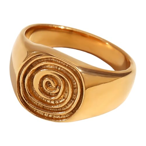 Unverwechselbare Ringe für Fingerabdrücke Statement-Edelstahl-Textur für Geschenke und besondere Anlässe, Gold-color, Wie beschrieben, Wie beschrieben von Lerpwige