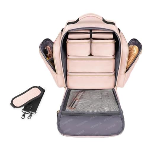 Wasserdichte Reise-Kosmetiktasche mit herausnehmbaren Aufbewahrungsboxen, Multi-Fächer-Design, praktischer Make-up-Organizer aus Polyester, verstellbare Fächer, Make-up-Tasche von Lerpwige