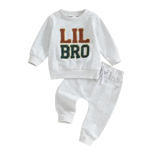 Baby Jungen Herbst Outfit Brüder Machting Bekleidungsset Lil/Big Bro Druck Sport Hosen Set Langarm Lil/Big Bro Buchstaben Stickerei Sweatshirt+Elastsiche Hose Baby Jungen Herbst BeKleidungsset von Lerrita