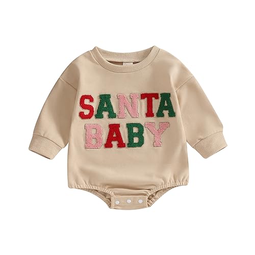 Baby Weihnachten Sweatshirt Weihnachten Strampler Outfit Baby Jungen Mädchen Mein Erstes Weihnachten Onesie Kleinkind Bruder Schwester Matchiing Outfit Weihnachtsmann Muster Bodyusuit Sweatshirt von Lerrita