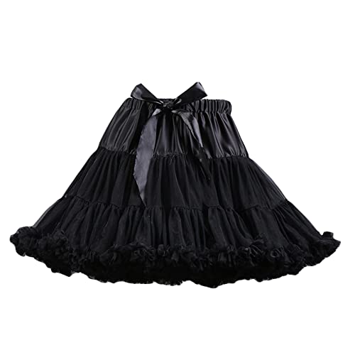 Damen Tüll Tutu Rock Luxuriöse Chiffon Petticoat Rock Ballett Tanz Rock Mehrschichtiger JK Lolita Rock Weiches Garn Tüllrock Bauschig Petticoat Rock Prinzessin Karneval Cosplay Party Faltenrock von Lerrita