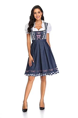 Deutsches Biermädchenkleid Dirndl Damen Oktoberfest Trachtenkleid Damen Oktoberfest Kleid Kanervalfest Kleid Mädchen Bier Anzug Kanerval Kostüm Partyskostüm Traditionelles Biermädchenkleid XS-3XL von Lerrita