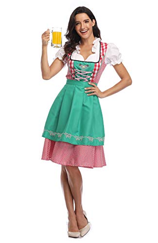 Deutsches Biermädchenkleid Dirndl Damen Oktoberfest Trachtenkleid Damen Oktoberfest Kleid Kanervalfest Kleid Mädchen Bier Anzug Kanerval Kostüm Partyskostüm Traditionelles Biermädchenkleid XS-3XL von Lerrita