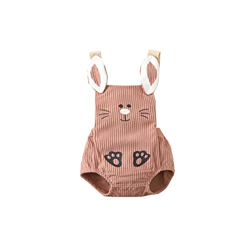 Lerrita Baby Overall Hasemuster Overall Jungen Mädchen Cartoon Hase Muster Strampler Ärmellos Baby Bodysuit Geschenk für Neugeborenes 0-12 Monate von Lerrita