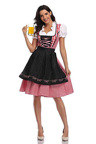 Deutsches Biermädchenkleid Dirndl Damen Oktoberfest Trachtenkleid Damen Oktoberfest Kleid Kanervalfest Kleid Mädchen Bier Anzug Kanerval Kostüm Partyskostüm Traditionelles Biermädchenkleid XS-3XL von Lerrita