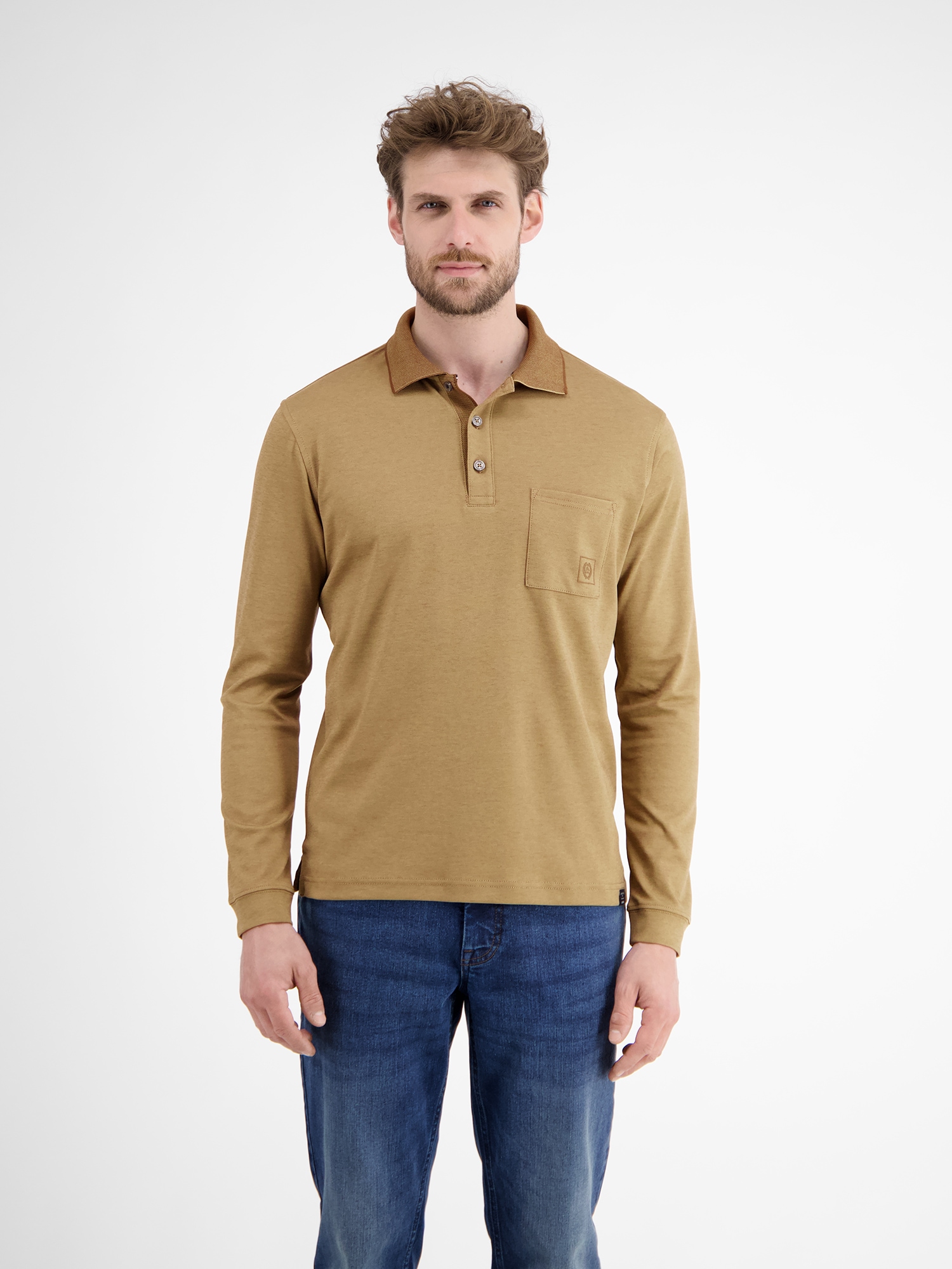 LERROS Langarm-Poloshirt "LERROS Langarmpolo für Herren in Strukturoptik" von Lerros