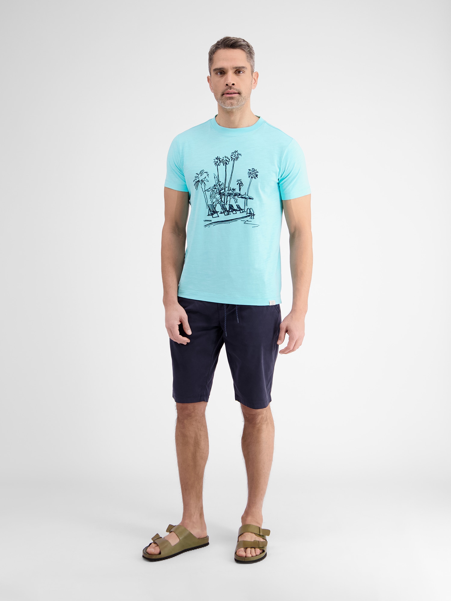 LERROS T-Shirt "LERROS Herren T-Shirt, manuell designter Frontprint" von Lerros