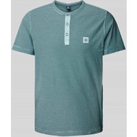Lerros T-Shirt mit Serafino-Ausschnitt in Blau, Größe M von Lerros