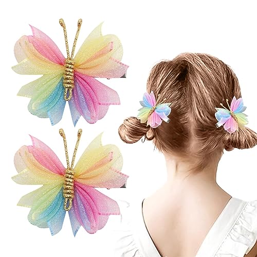 Clips Tüll Mesh Schmetterlinge | Haarschleifen für Mädchen | Clip-in-Schleifen für Baby-Mädchen | Schmetterlings-Haarschleifen | Babyklammern für Haare | Baby Mädchen Frauen Halloween Cosplay Dekor von Leryveo