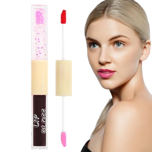 Flüssiger Lippenstift mit klarem Lipgloss,Wasserfester Lippenstift für Frauen | Wasserdichter Lippenstift mit Spiegeleffekt für Frauen, Glasspiegel, leuchtender Lippenfleck, Leryveo von leryveo