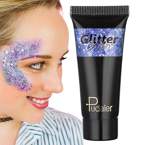 Glitzergel,Funkelnder, schnell trocknender, langanhaltender Körperglitter - Gesichts-Glitzer-Make-up für Körper, Gesicht, Haare und Lippen, Rave-Accessoires für Frauen und Mädchen Leryveo von leryveo