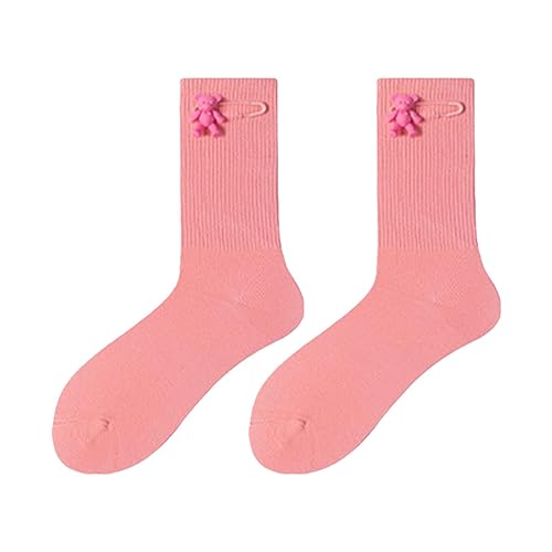 Rosa Barbe-Socken für Mädchen | Bonbonfarbene Baumwollsocken | Halbhohe Crew-Socken für Damen | Mädchen-Socken, schöne athletische Knöchel-Kleider-Socken für Damen von leryveo