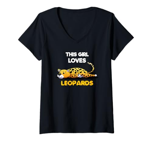 Damen Dieses Mädchen liebt Leoparden T-Shirt mit V-Ausschnitt Damen Dieses Mädchen liebt Leoparden T-Shirt mit V-Ausschnitt von Les Amateurs De Léopards Présentent De Gros Chats