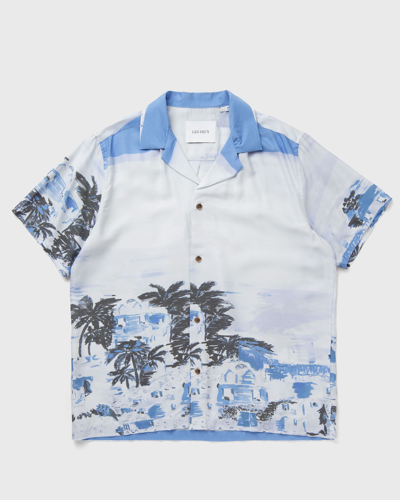 Les Deux Coastal AOP SS Shirt men Shortsleeves blue in Größe:L von Les Deux