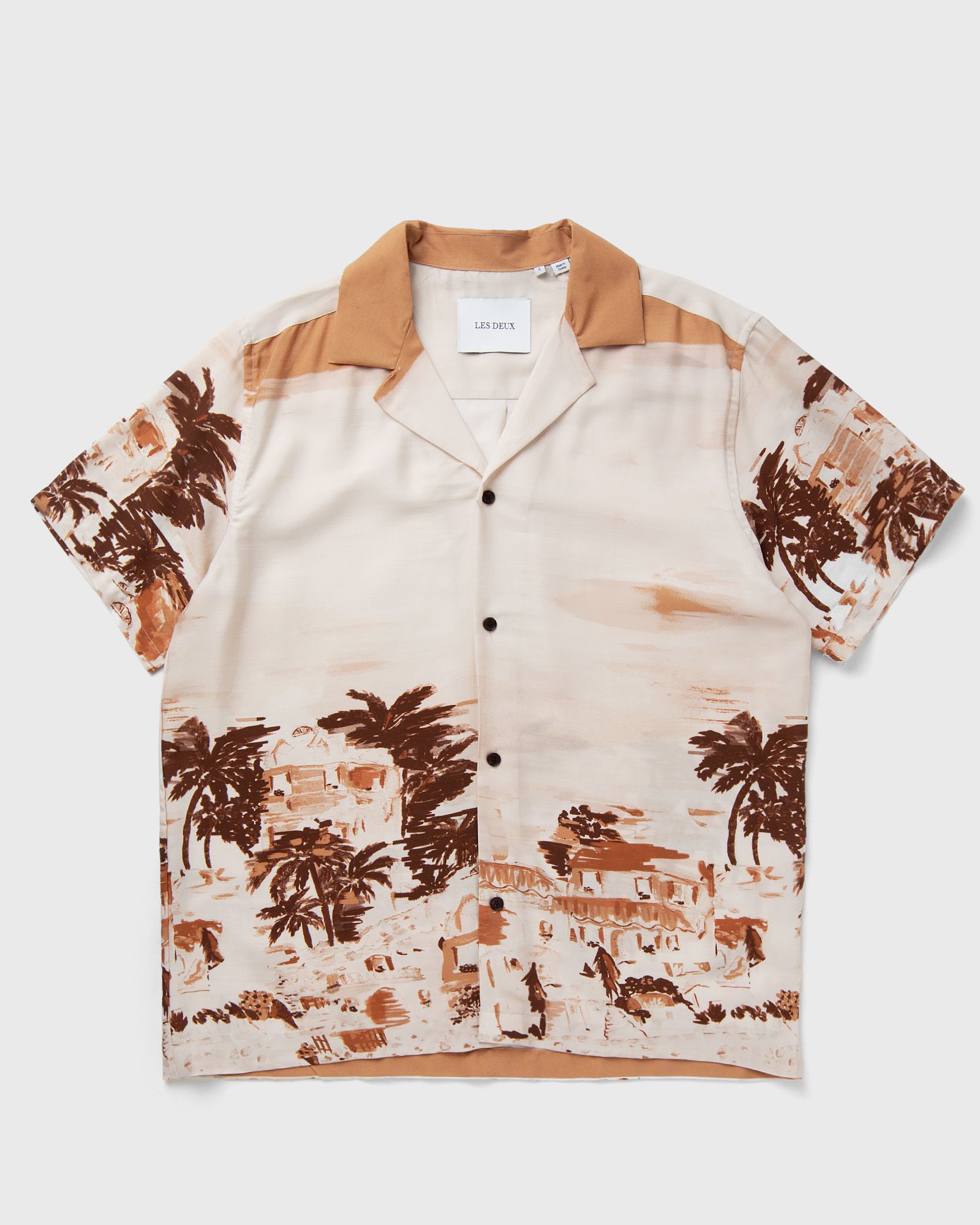 Les Deux Coastal AOP SS Shirt men Shortsleeves brown in Größe:L von Les Deux