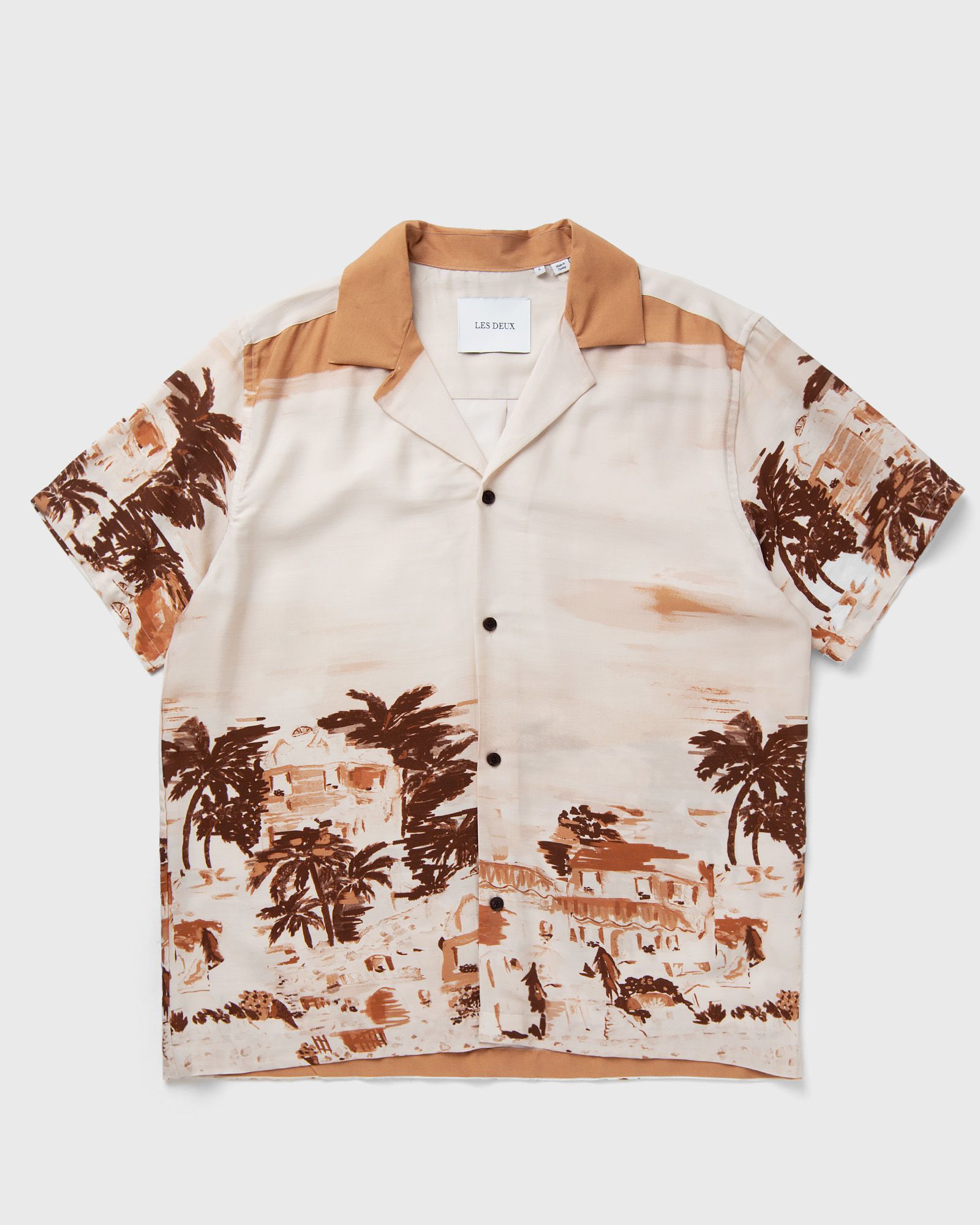 Les Deux Coastal AOP SS Shirt men Shortsleeves brown in Größe:S von Les Deux