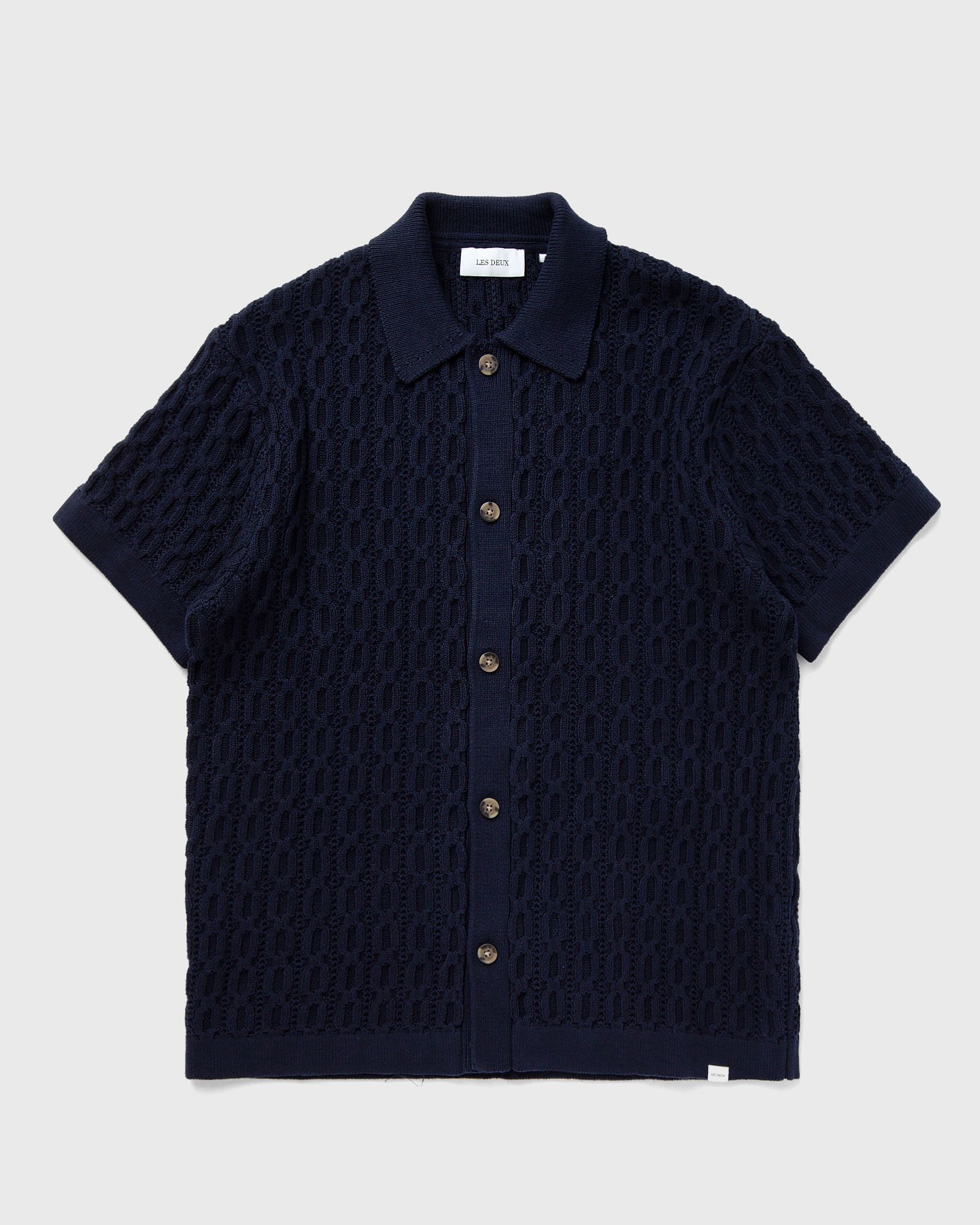 Les Deux Garrett Knitted SS Shirt men Overshirts|Shortsleeves blue in Größe:S von Les Deux