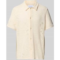 Les Deux Regular Fit Freizeithemd mit Lochstickerei Modell 'Hector' in Offwhite, Größe XXL von Les Deux