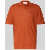 Les Deux Regular Fit Poloshirt aus Leinen-Baumwoll-Mix Modell 'Emmanuel' in Orange, Größe XXL von Les Deux