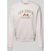 Les Deux Sweatshirt mit Label-Stitching Modell 'Ivy' in Hellgrau Melange, Größe XL von Les Deux