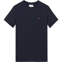 Les Deux Unifarbenes T-Shirt Nørregaard mit kleiner Stickerei von Les Deux