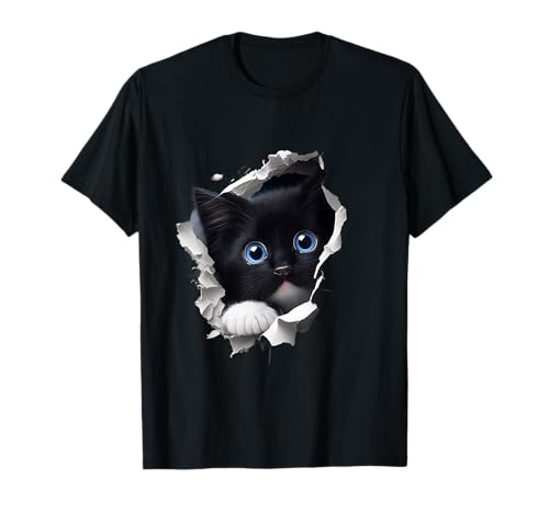 Les LionS2 Ein neugieriges und süßes Kätzchen, schwarze Katze T-Shirt, Damen, Unisex, Kurzarm, T-Shirt, Schwarz, S, EU Les LionS2 Ein neugieriges und süßes Kätzchen, schwarze Katze T-Shirt, Damen, Unisex, Kurzarm, T-Shirt, Schwarz, S, EU von Les LionS2