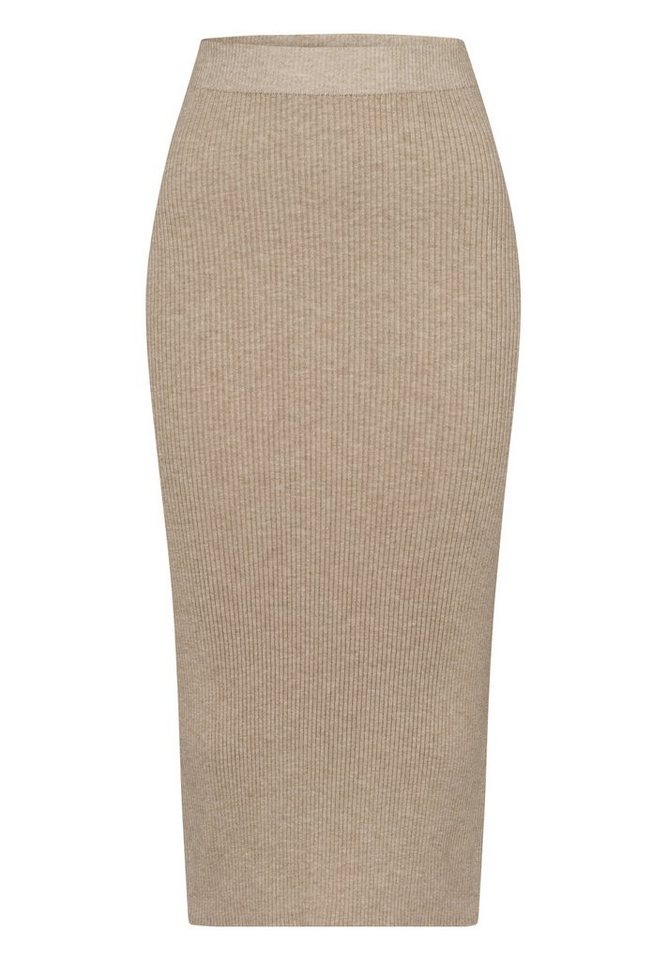 Les Lunes Bleistiftrock Rosie Rippstruktur, Midi-Länge, Seitenschlitz, Tunnelbund, bequeme Passform von Les Lunes