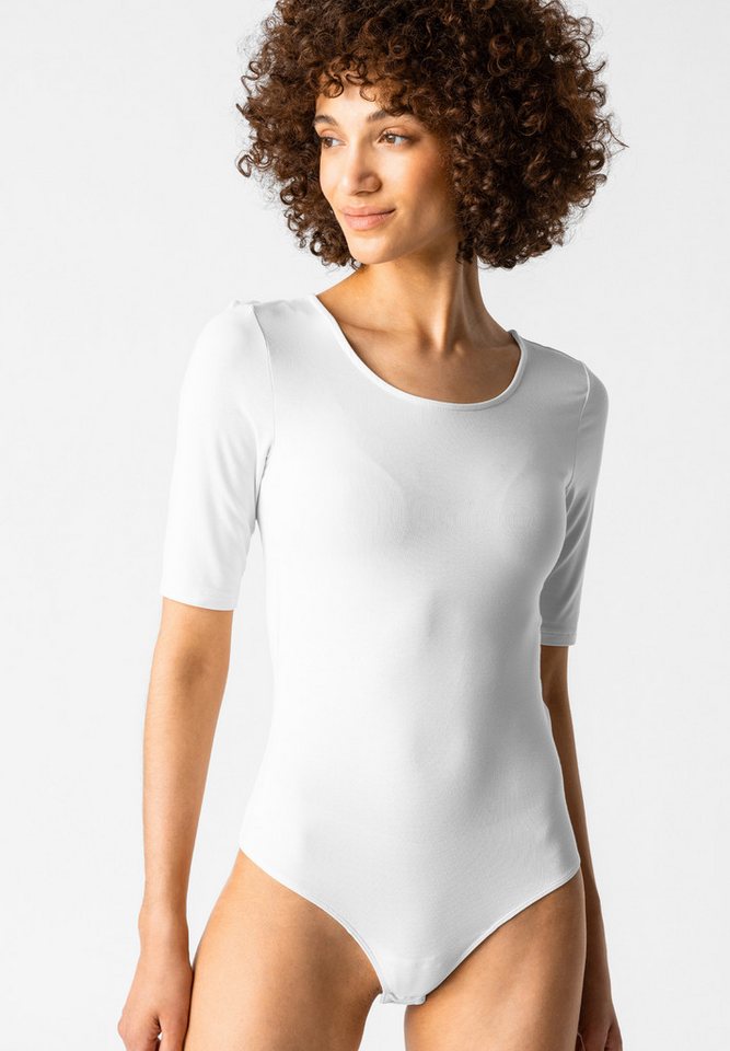 Les Lunes Body Charlotte LENZING™ ECOVERO™, halblange Ärmel, tiefer Ausschnitt, Slip Passform von Les Lunes