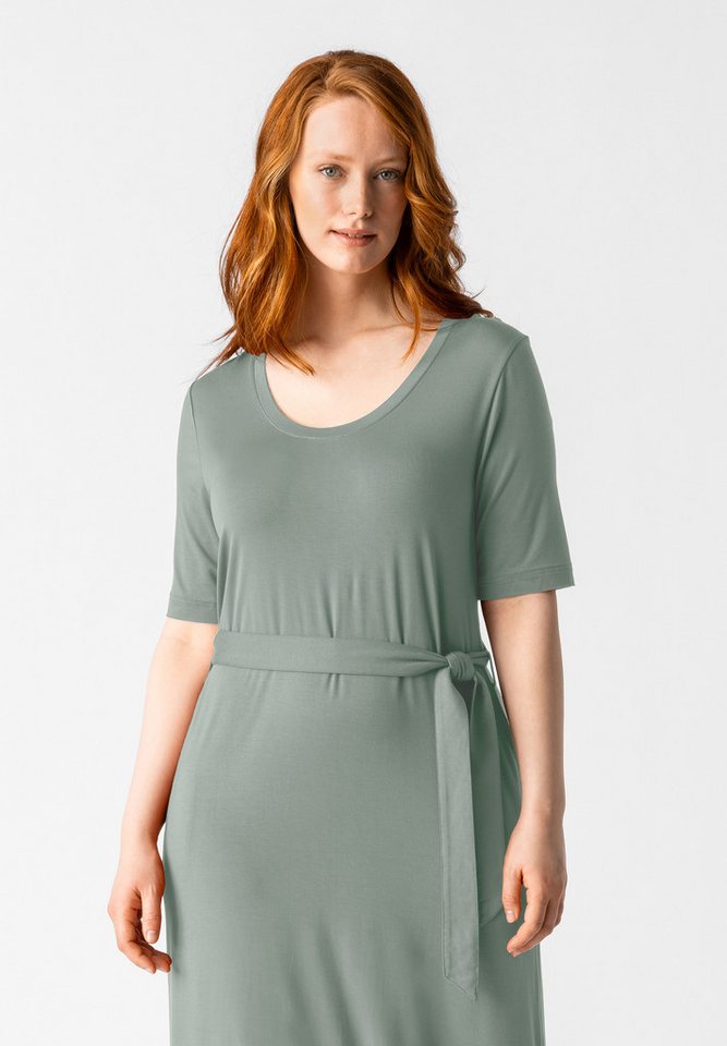 Les Lunes Jerseykleid Lolaa Dress lockerer Sitz, seitliche Schlitze, mit Gürtel und Seitentaschen von Les Lunes