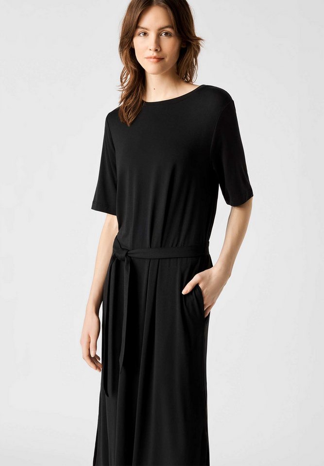 Les Lunes Jerseykleid Lolaa Dress lockerer Sitz, seitliche Schlitze, mit Gürtel und Seitentaschen von Les Lunes