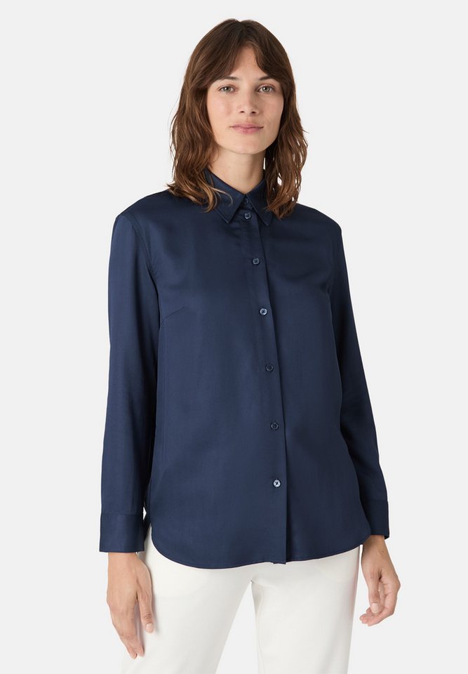 Les Lunes Longbluse ANETT Longsleeve Button-up Shirt Shiny Leicht Glänzend, Spitzer Kragen, Knopfleiste, geknöpfte Manschetten von Les Lunes