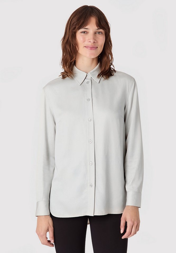 Les Lunes Longbluse ANETT Longsleeve Button-up Shirt Shiny Leicht Glänzend, Spitzer Kragen, Knopfleiste, geknöpfte Manschetten von Les Lunes