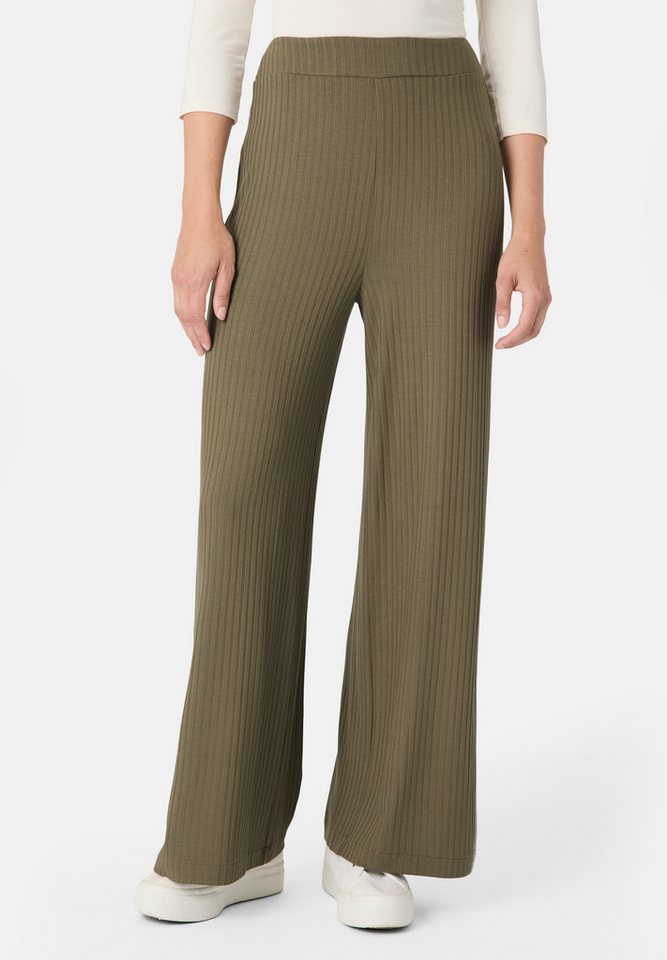 Les Lunes Stoffhose MICHELLE Rib Wide Leg LENZING™ ECOVERO™ Viskose, femininer Chic, gerades weites Bein,bequem von Les Lunes