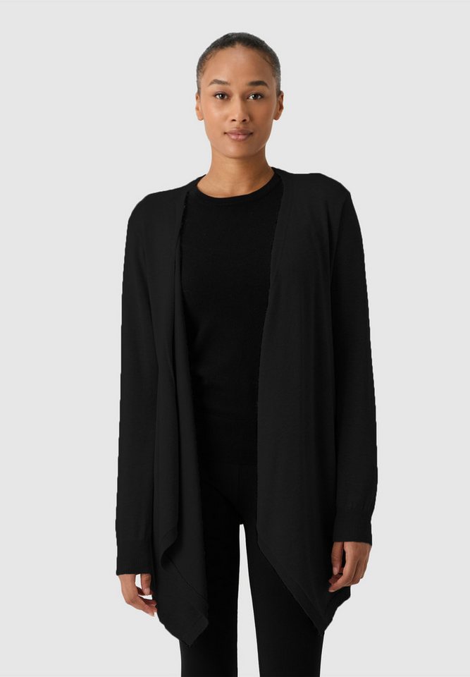 Les Lunes Strickjacke Liia Elegant, Wasserfallausschnitt, Hüftlang, ohne Verschluss, lange Ärmel von Les Lunes