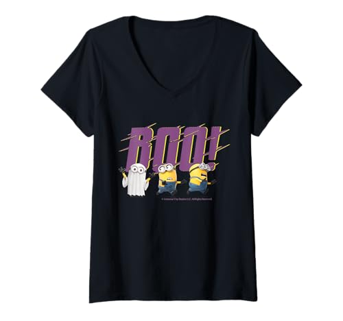 Damen Boo Minions Halloween-Merchandise-Designs, zum Feiern, Spaß T-Shirt mit V-Ausschnitt Damen Boo Minions Halloween-Merchandise-Designs, zum Feiern, Spaß T-Shirt mit V-Ausschnitt von Les Minions