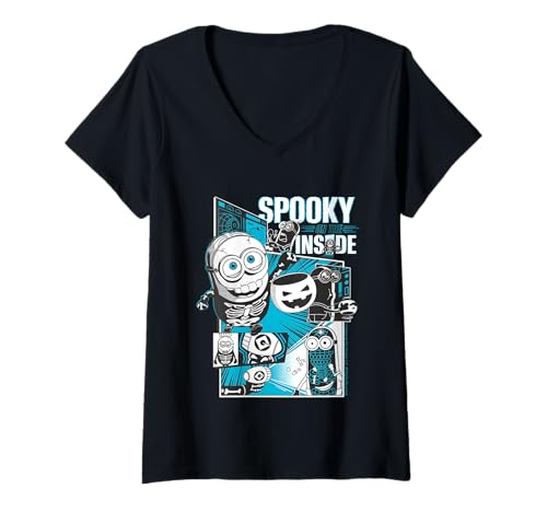 Damen Gruselige Minions Halloween-Merch-Designs von Inside T-Shirt mit V-Ausschnitt Damen Gruselige Minions Halloween-Merch-Designs von Inside T-Shirt mit V-Ausschnitt von Les Minions