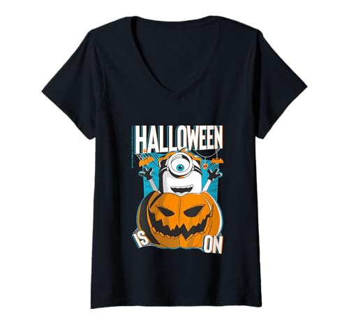 Damen Halloween Steht an Minions Halloween-Merch Designs T-Shirt mit V-Ausschnitt Damen Halloween Steht an Minions Halloween-Merch Designs T-Shirt mit V-Ausschnitt von Les Minions