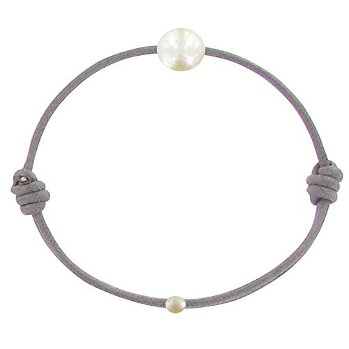 LES POULETTES BIJOUX - Weißen Zuchtperle Link Armband 8-9 mm - Classics - Grau von LES POULETTES BIJOUX