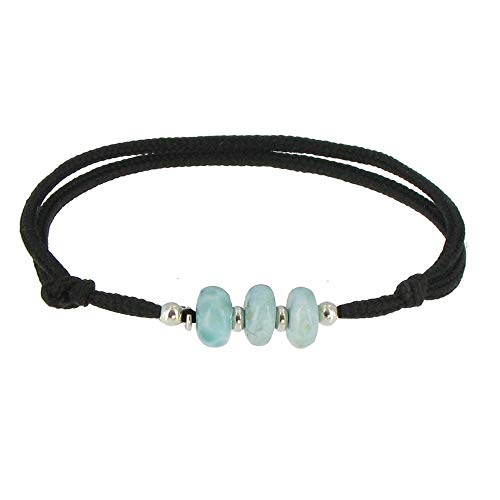 Les POULETTES BIJOUX - 3 Blue Link Bracelet Dominikanische Larimar Silber Ringe und Perlen von Les Poulettes Bijoux