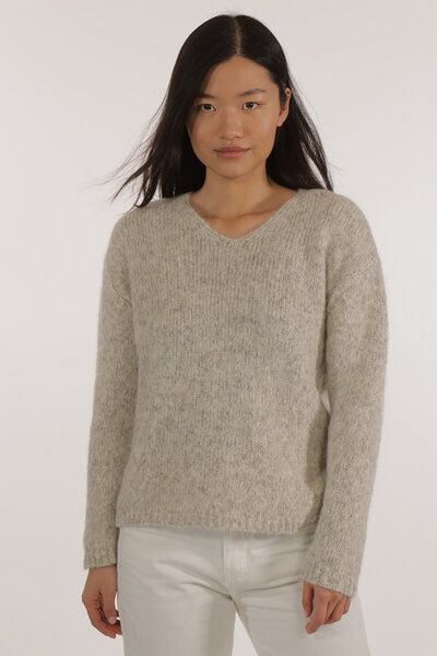 Les Racines Du Ciel Alpaka Pullover - Ecume V Neck Sweater - aus Bio-Baumwolle und Alpakawolle von Les Racines Du Ciel