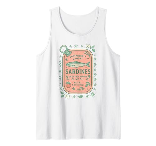 Sardine Tinned Fish Retro Vintage Coastal Girl Ocean Summer Tank Top von Les Sardines Fisherman Aesthetic Mediterranean