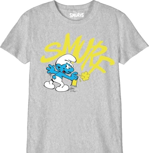 Les Schtroumpfs Jungen Bosmurfts014 T-Shirt, Grau meliert, 12 Jahre von Les Schtroumpfs