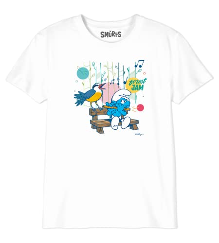 Les Schtroumpfs Jungen Bosmurfts025 T-Shirt, weiß, 8 Jahre von Les Schtroumpfs