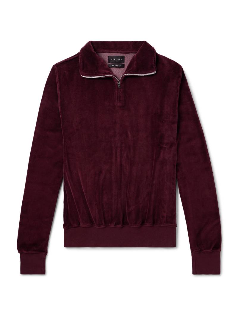 Les Tien - Cotton-Blend Velour Half-Zip Sweatshirt - Men - Burgundy - M von Les Tien