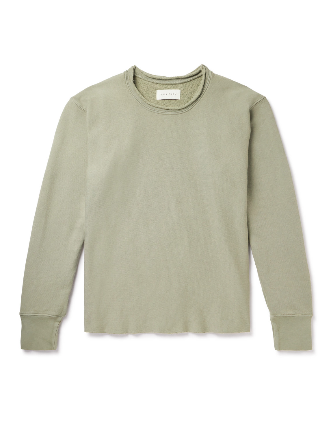 Les Tien - Distressed Cotton-Jersey Sweatshirt - Men - Green - S von Les Tien