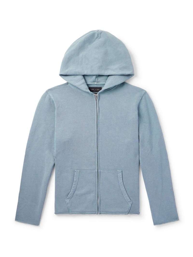 Les Tien - Garment-Dyed Distressed Cotton-Jersey Zip-Up Hoodie - Men - Blue - XXL von Les Tien