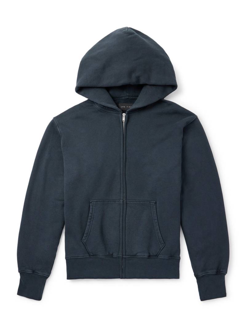 Les Tien - Garment-Dyed Fleece-Back Cotton-Jersey Zip-Up Hoodie - Men - Black - XXL von Les Tien
